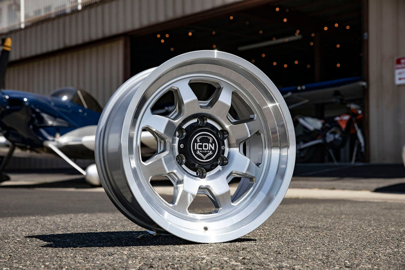 ICON Nuevo 17x8.5 / 6x5.5 / 25mm / 5.75in BS Silver Machined Wheel Wheels - Cast ICON