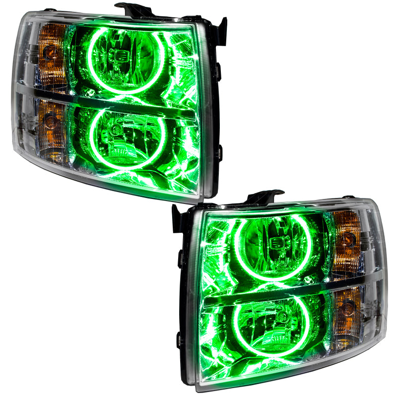Oracle Lighting 07-13 Chevrolet Silverado Pre-Assembled LED Halo Headlights - Green Headlights ORACLE Lighting
