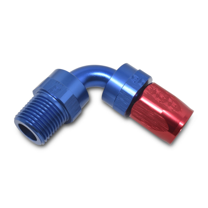 Russell Performance -6 AN Red/Blue 90 Degree Full Flow Swivel Pipe Thread Hose End (With 1/8in NPT) Fittings Russell