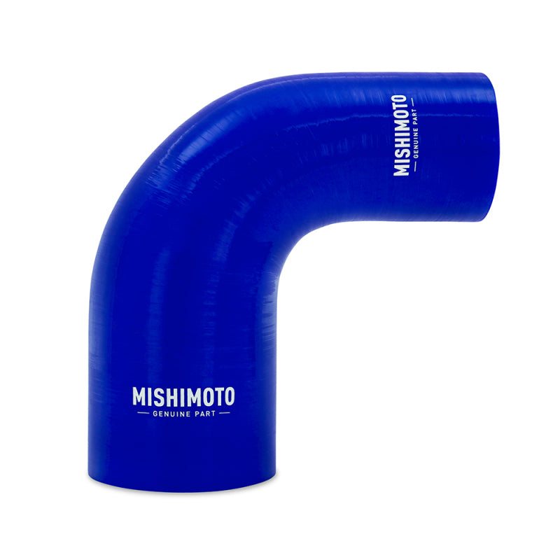Mishimoto Silicone Reducer Coupler 90 Degree 2.5in to 4in - Blue Silicone Couplers & Hoses Mishimoto