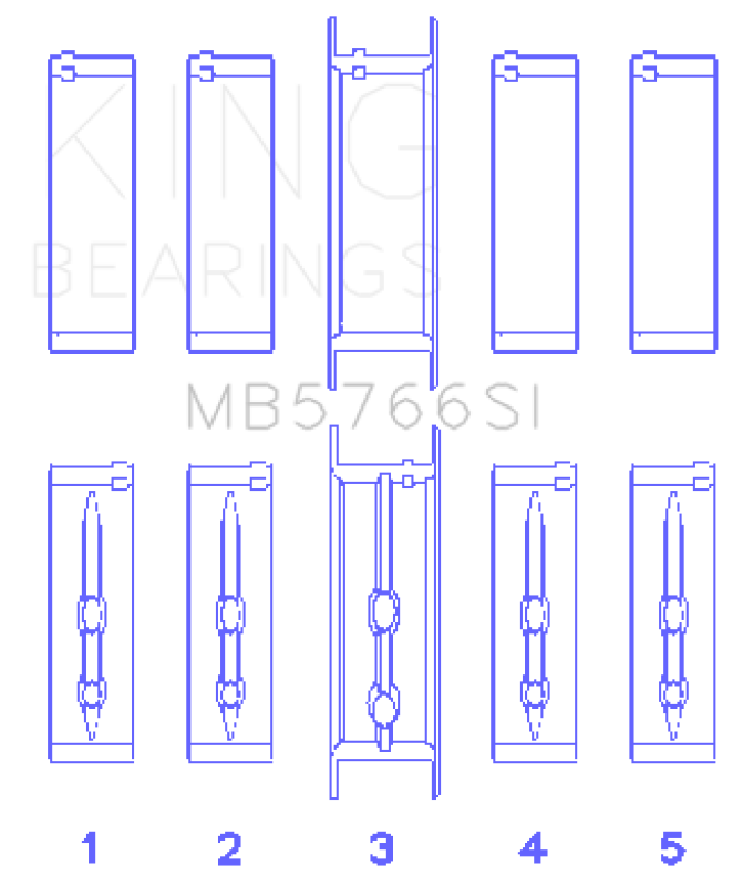 King Engine Bearings GM LS1/2/4/6 (Housing Bore +.010) (Size STD) Main Bearing Set Bearings King Engine Bearings