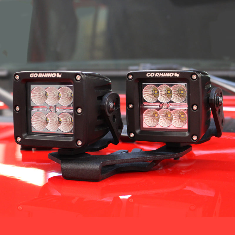 Go Rhino 18-20 Jeep Wrangler JL/JLU/Gladiator JT Light Mount - Two 3in Cubes Light Mounts Go Rhino
