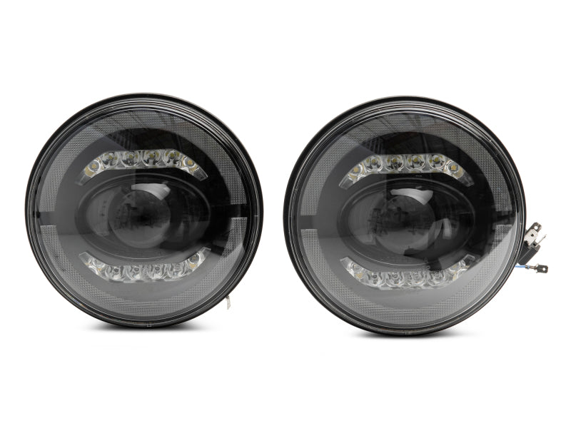 Raxiom 07-18 Jeep Wrangler JK Axial Series LED Headlights- Black Housing (Clear Lens) Headlights Raxiom