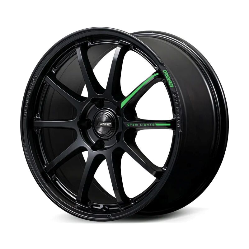 Gram Lights 57NR LIMITED II 18x8.5 +45 5-100 Semigloss Black Wheel w/ Black Cap/Stickers/Air Valve Wheels - Cast Gram Lights
