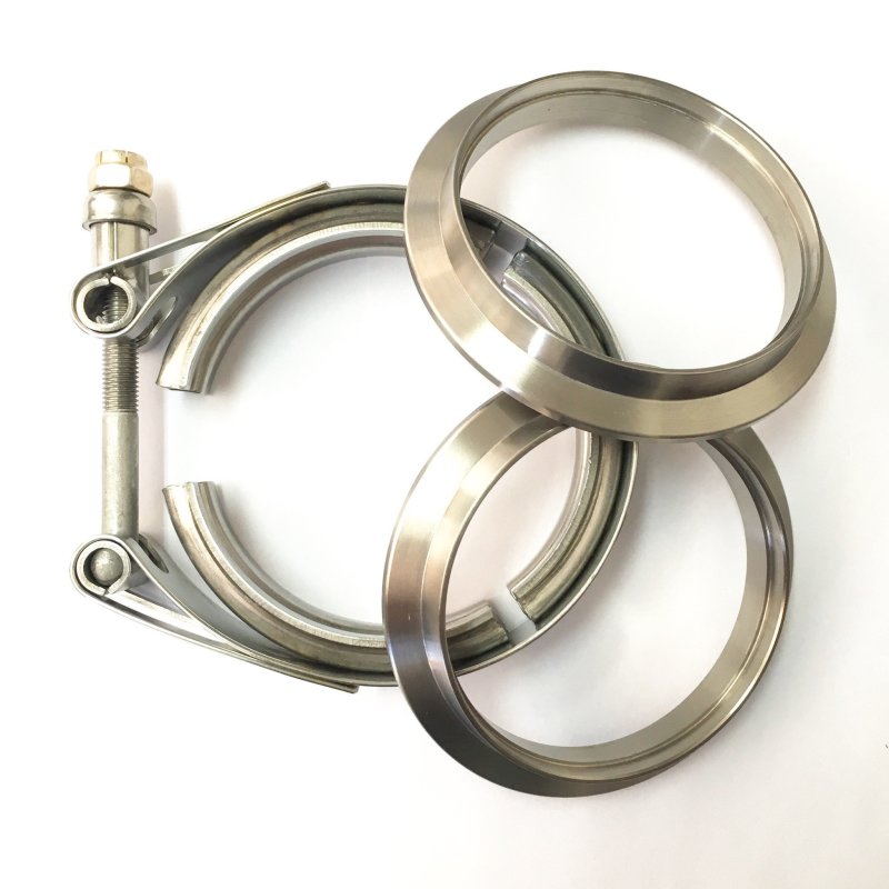 Ticon Industries 5in Titanium V-Band Clamp Assembly (2 Flanges/1 Clamp) Clamps Ticon