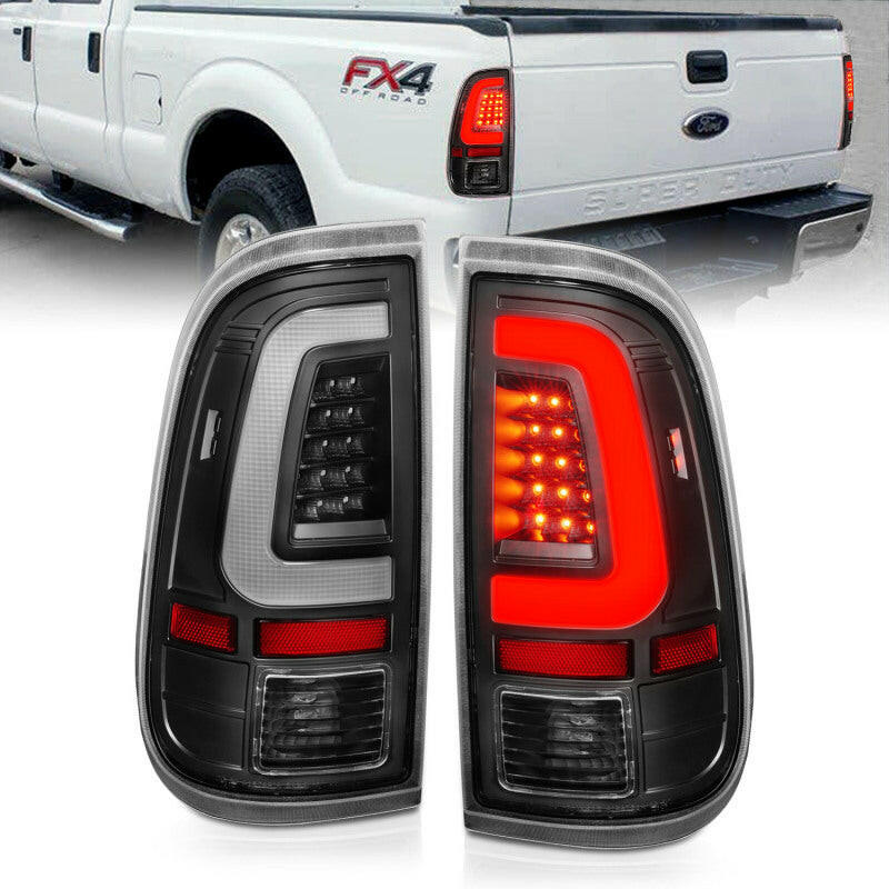 ANZO 2008-2016 Ford F-250 LED Taillights Black Housing Clear Lens (Pair) Tail Lights ANZO