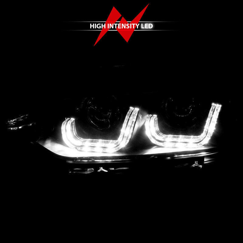 ANZO 2012-2015 BMW 3 Series Projector Headlights w/ U-Bar Black Headlights ANZO