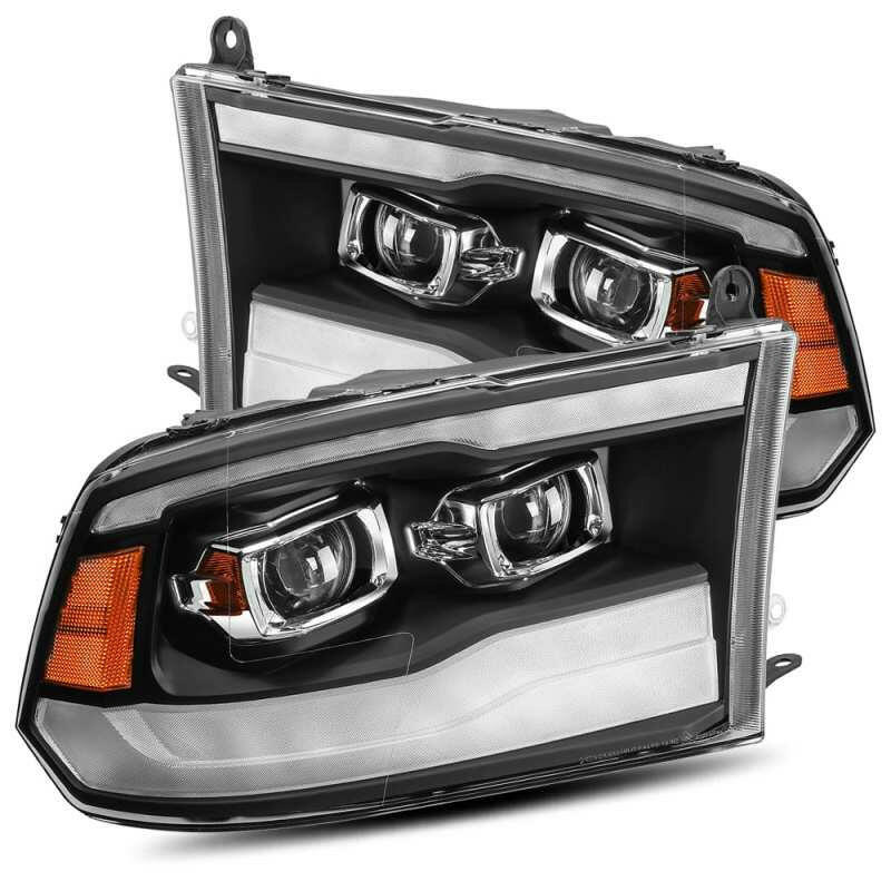 AlphaRex 09-18 Dodge Ram 1500HD PRO-Series Projector Headlights Plank Style Black w/Seq Signal/DRL Headlights AlphaRex