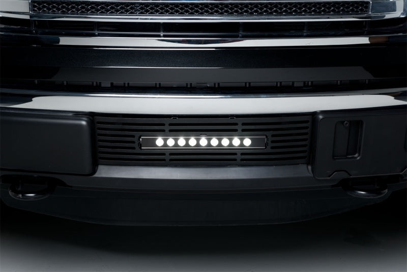 Putco 11-14 Ford F-150 - EcoBoost Bumper Grille Inserts - Black SS Bar and 10in Luminix Light Bar Grilles Putco