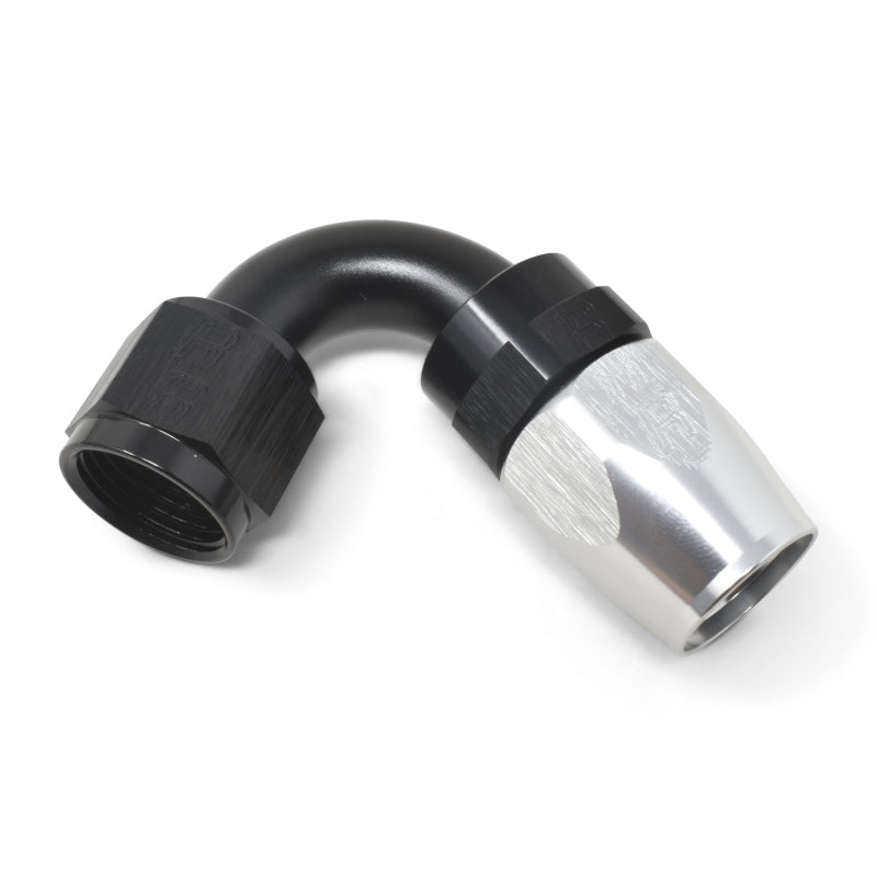Russell Performance -10 AN Black/Silver 120 Degree Tight Radius Full Flow Swivel Hose End Fittings Russell