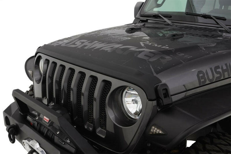 Bushwacker 18-19 Jeep Wrangler Rubicon/Sport//Unlimited/Sport S Hood Stone Guard- Black Body Armor & Rock Rails Bushwacker
