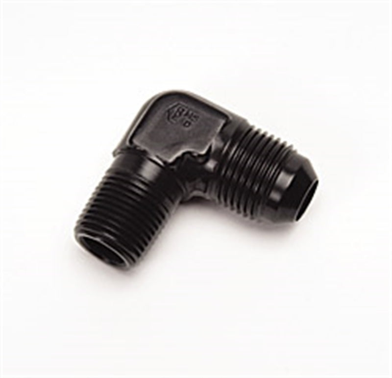 Russell Performance -6 AN to 1/4in NPT 90 Degree Flare to Pipe Adapter (Black) Fittings Russell