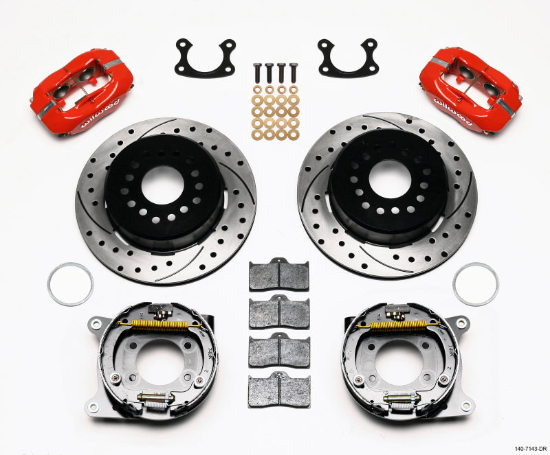 Wilwood Forged Dynalite P/S Park Brake Kit Drilled Red Small Ford 2.66in Offset Big Brake Kits Wilwood