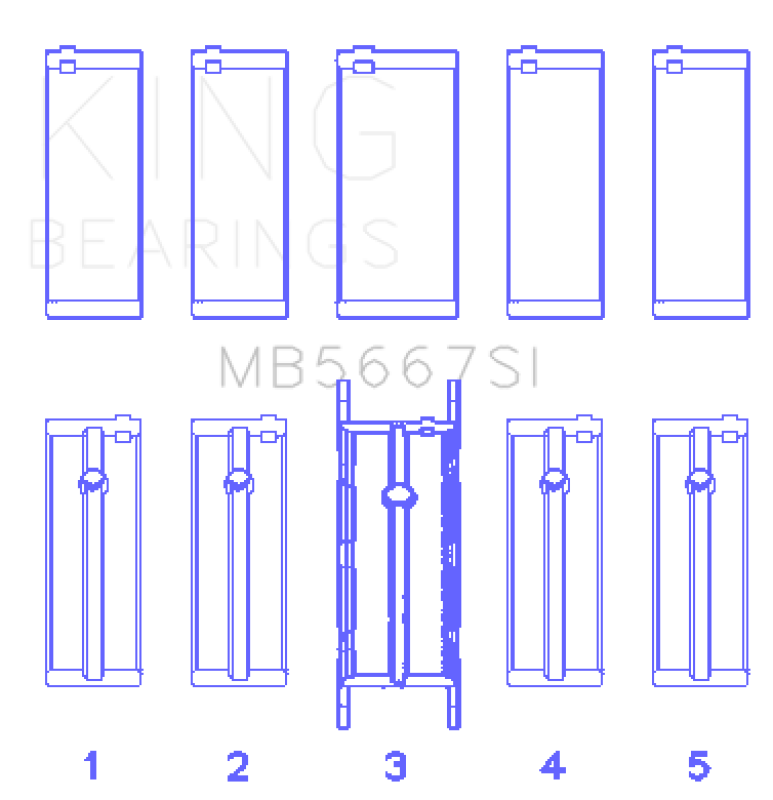 King Engine Bearings Mini W10B16A/W11B16A Silicon Bi-Metal Aluminum Main Bearing Set - Size STD Bearings King Engine Bearings