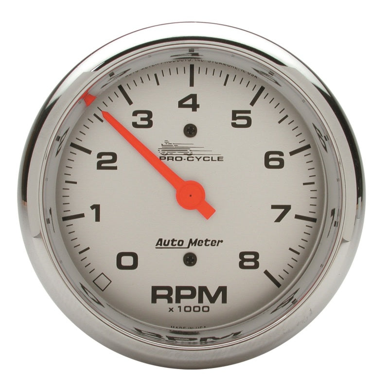 Autometer Pro-Cycle Gauge Tach 3 3/4in 8K Rpm 2&4 Cylinder Silver Gauges AutoMeter