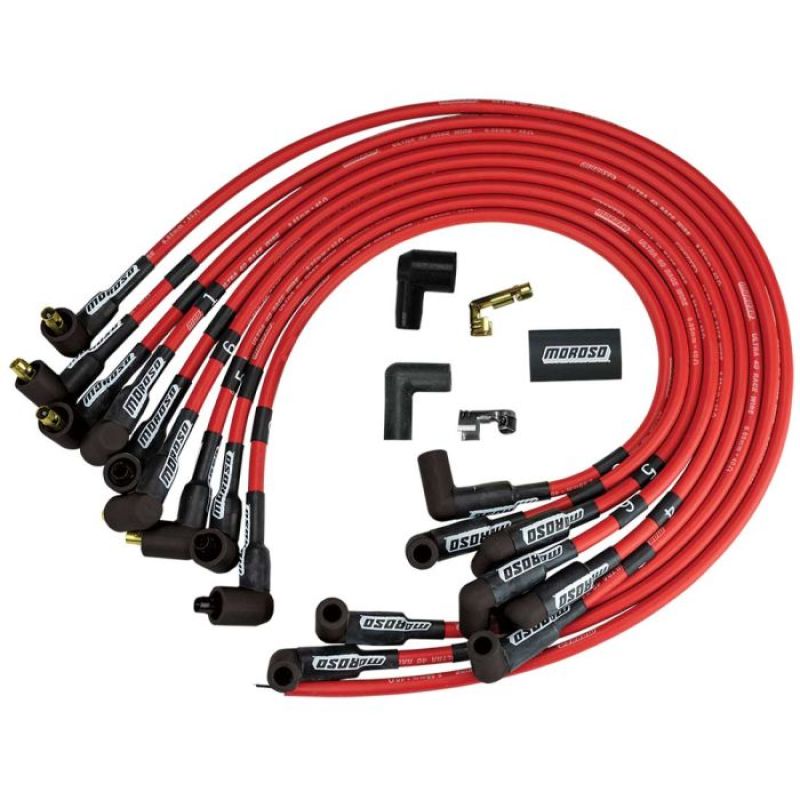 Moroso Chevrolet Small Block Ignition Wire Set - Ultra 40 - Unsleeved - Non-HEI - Over Valve - Red Spark Plug Wire Sets Moroso