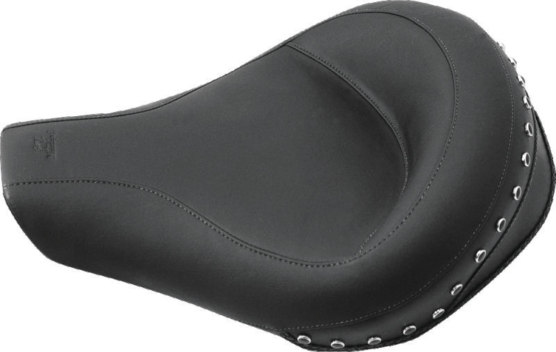 Mustang 94-96 Harley Road King Standard Touring Solo Seat w/Blk Pearl Studs - Black Solo Motorcycle Seats Mustang Motorcycle