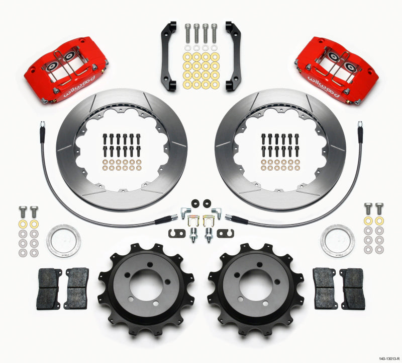 Wilwood Dynapro Radial Rear Kit 12.88in Red 2006-2007 Subaru WRX w/Lines Big Brake Kits Wilwood