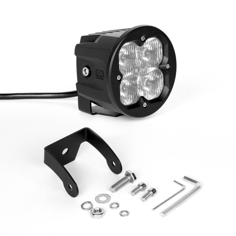 XK Glow Round XKchrome 20w LED Cube Light w/ RGB Accent Kit w/ Cntrlr Fog Mount- Driving Beam 2pc Light Accessories and Wiring XKGLOW