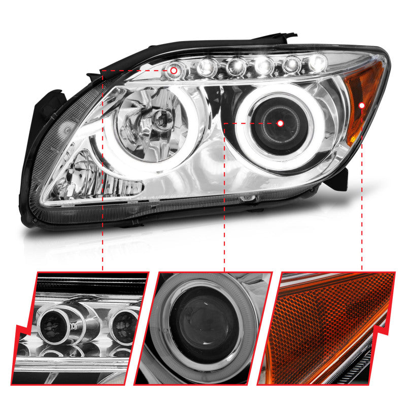 ANZO 2005-2010 Scion Tc Projector Headlights w/ Halo Chrome (CCFL) Headlights ANZO