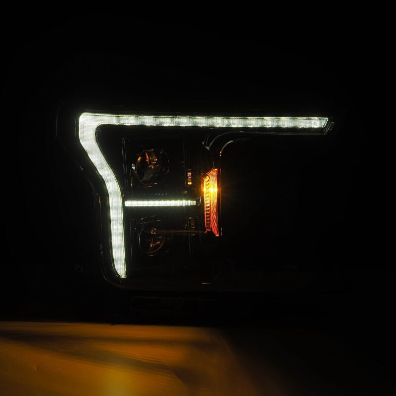 AlphaRex 18-20 Ford F-150 (Req. Conv F150 w/LED) LUXX LED Proj HL Alpha-Blk w/Actv Lt Seq Sig SB DRL Headlights AlphaRex