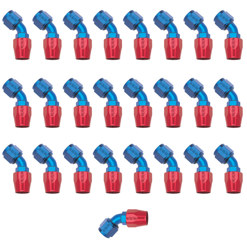 Russell Performance -10 AN Red/Blue 45 Degree Full Flow Hose End (25 pcs.) Fittings Russell
