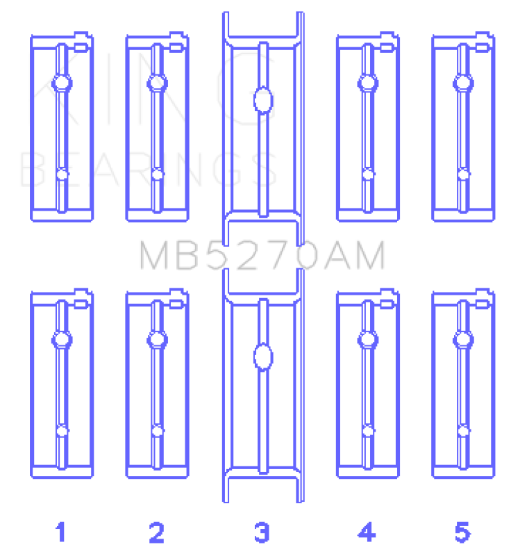 King Chrysler 148/148 Turbo DOHC 16V / Jeep 148 DOHC 16V (Size +0.5mm) Main Bearing Set Bearings King Engine Bearings