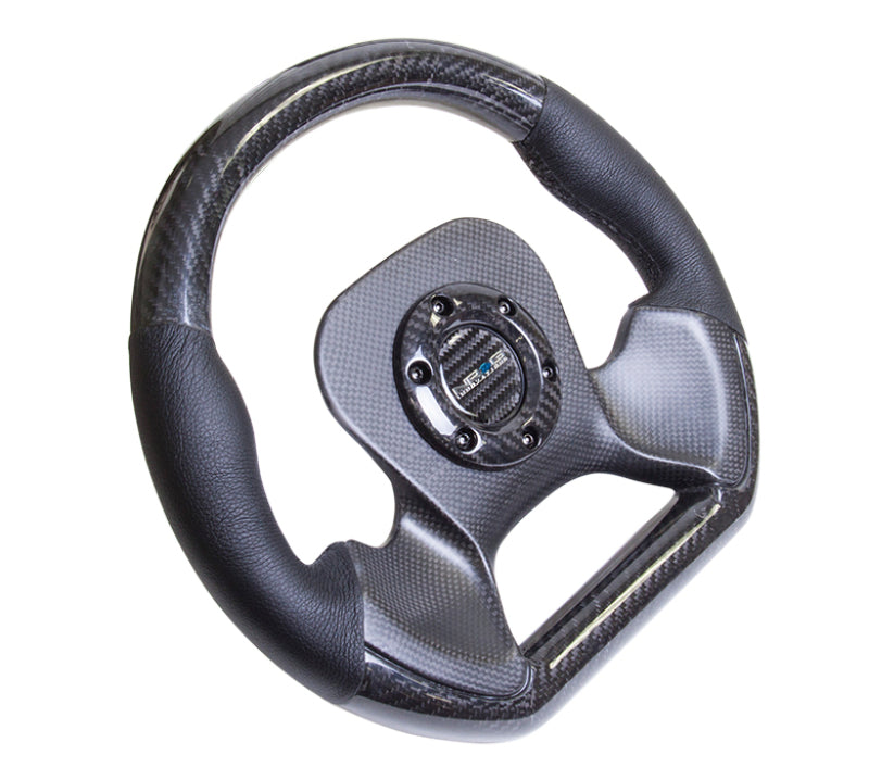 NRG Carbon Fiber Steering Wheel (320mm) CF Center Plate & Two-Tone Carbon w/Leather Trim Handles Steering Wheels NRG