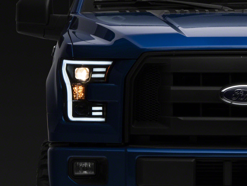 Raxiom 15-17 Ford F-150 G3 Projector Headlights w/ LED Accent- Black Housing (Clear Lens) Headlights Raxiom