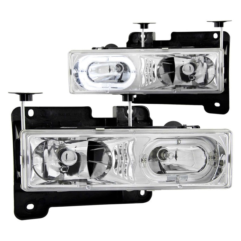 ANZO 1988-1998 Chevrolet C1500 Crystal Headlights Chrome w/ Halo Headlights ANZO