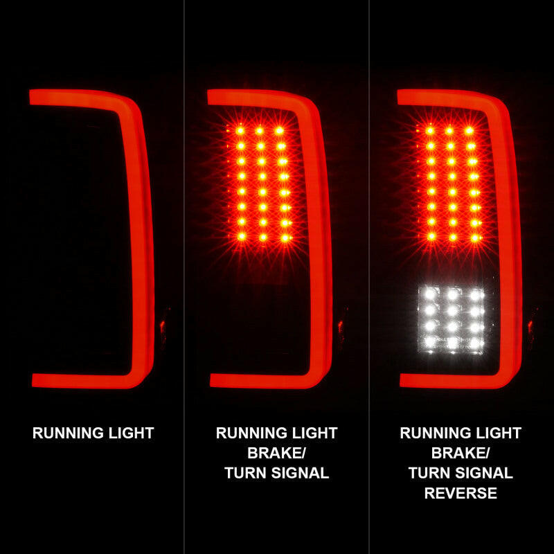 ANZO 2007-2013 Chevrolet Silverado1500/ 2500/ 3500 LED Tail Lights w/ Light Bar Black Housing Smoke Tail Lights ANZO