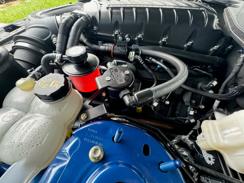 J&L 24+ Ford Mustang 5.0L (w/ Whipple Supercharger) Oil Separator - 3.0 CCV Side Black Anodized Oil Separators J&L