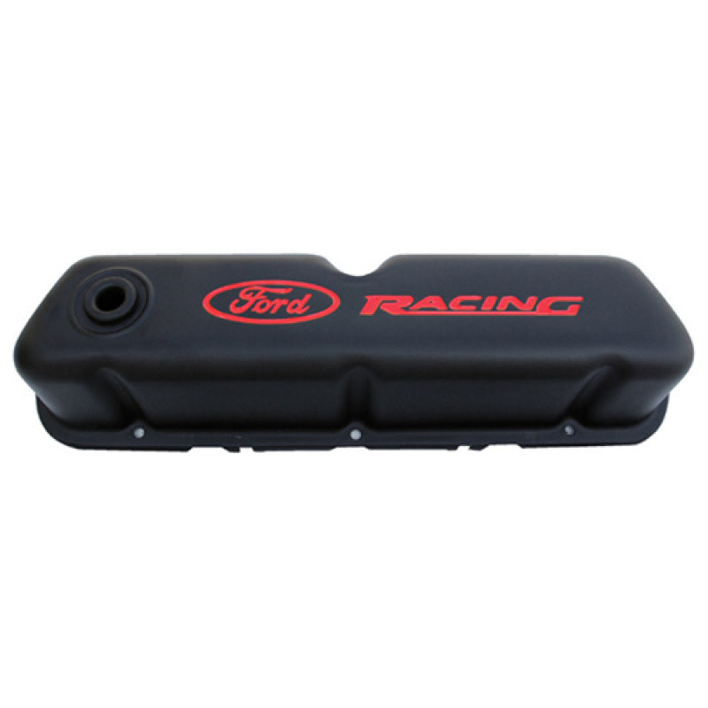 Ford Racing Logo Stamped Steel Black Satin Valve Covers Black Crinkle Valve Covers Ford Racing