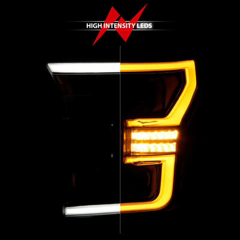 ANZO 15-17 Ford F-150 LED Projector Headlights - w/ Light Bar Switchback Black Housing Headlights ANZO