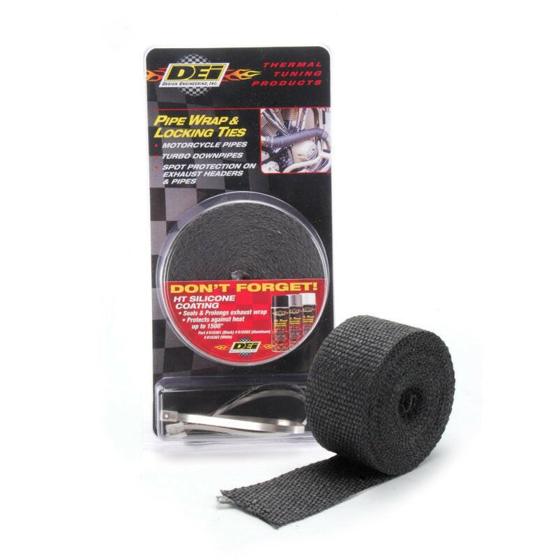 DEI Exhaust Wrap Kit - Pipe Wrap and Locking Tie - Black Exhaust Wrap DEI