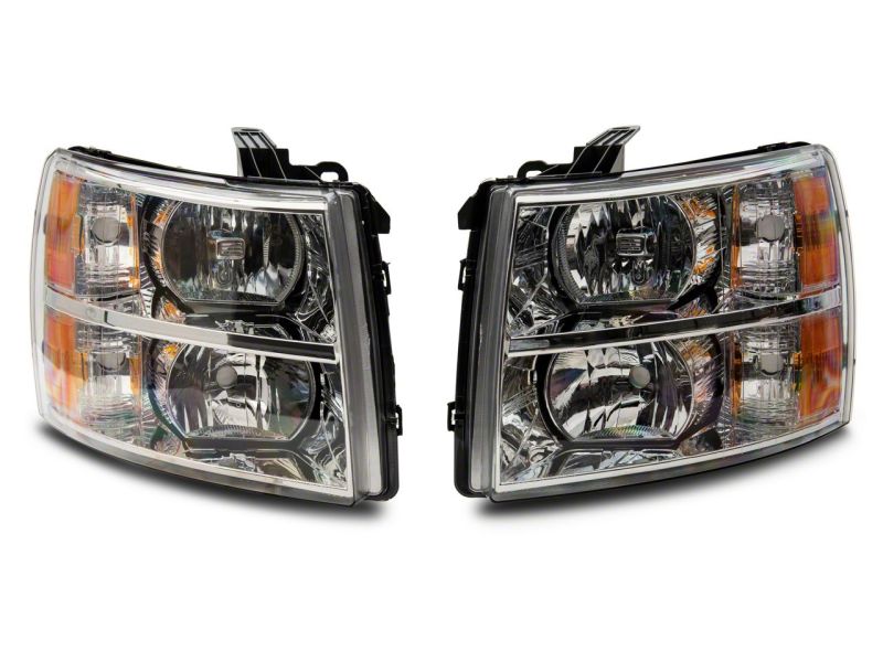 Raxiom 07-14 Chevrolet Silverado 1500 Axial OEM Rep Headlights- Chrome Housing (Clear Lens) Headlights Raxiom