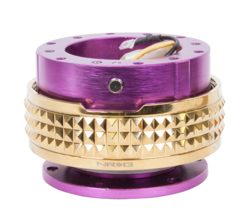 NRG Quick Release Kit - Pyramid Edition - Purple Body / Chrome Gold Pyramid Ring Quick Release Adapters NRG