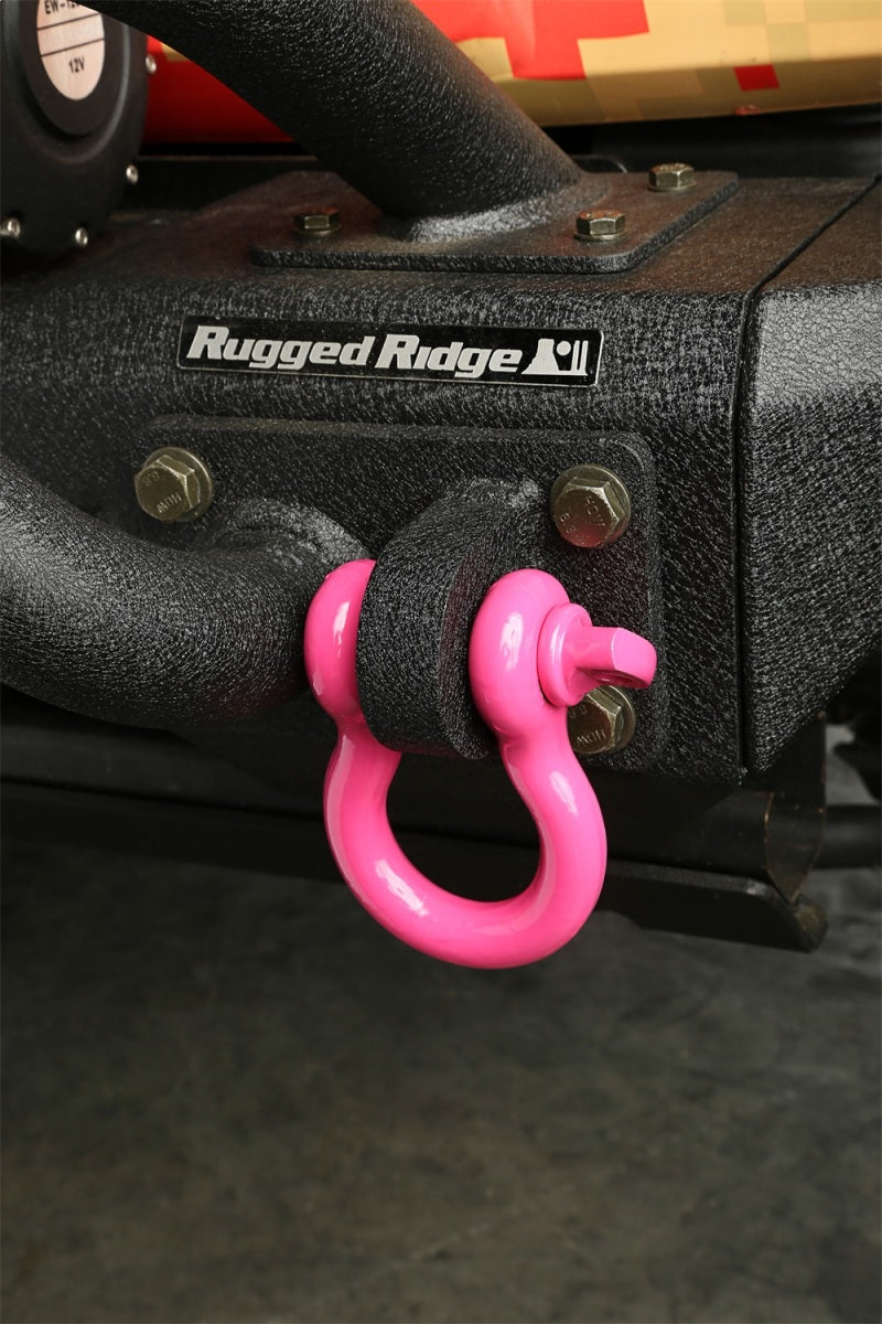 Rugged Ridge Pink 3/4in D-Ring Shackles Shackle Kits Rugged Ridge