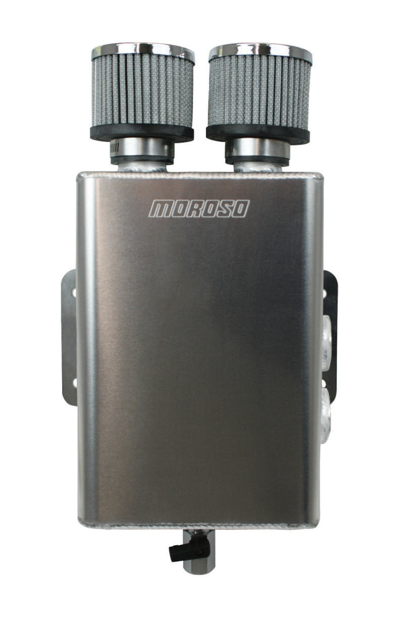 Moroso Breather Tank/Catch Can -16An Female Inlet - Right Side - Two Breathers - Aluminum Oil Catch Cans Moroso