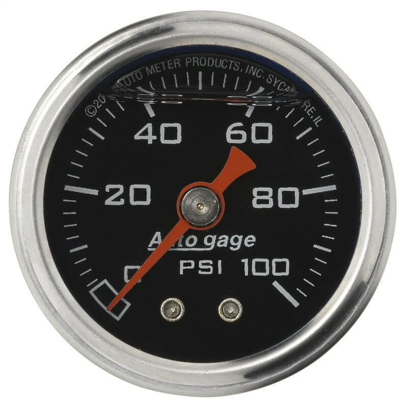 Autometer AutoGage 1.5in Liquid Filled Mechanical 0-100 PSI Fuel Pressure Gauge Gauges AutoMeter