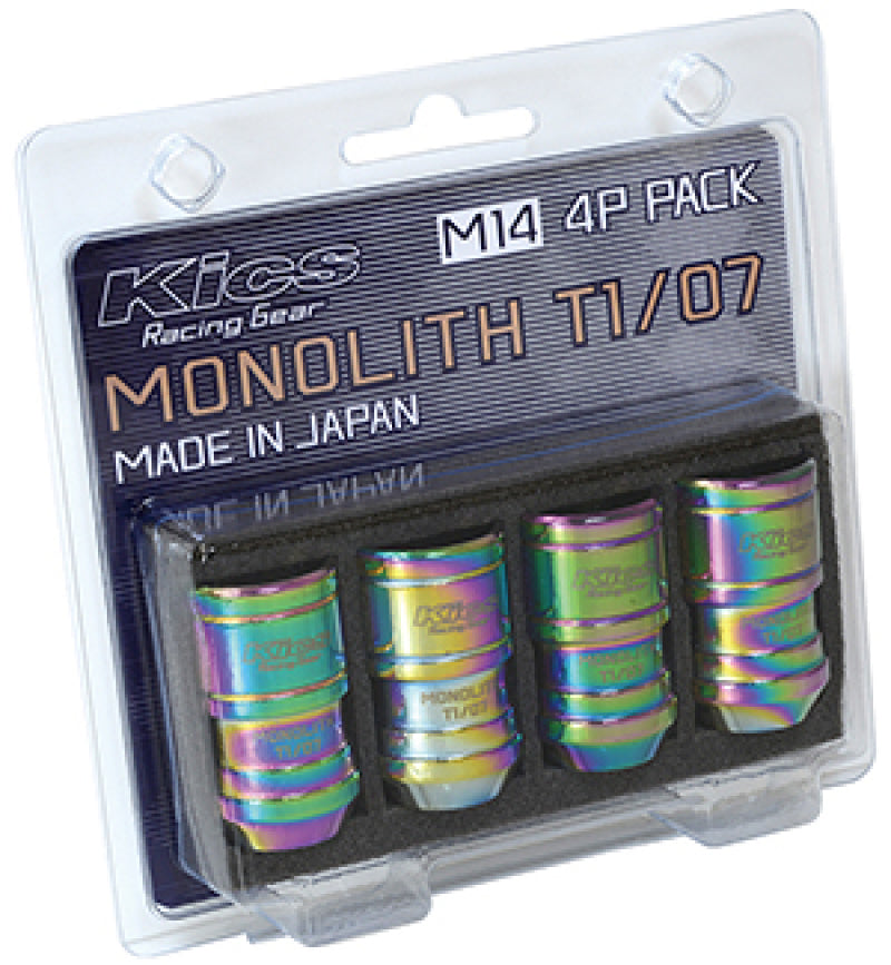 Project Kics 14 x 1.5 Neochrome T1/07 Monolith Lug Nuts - 4 Pcs Lug Nuts Project Kics