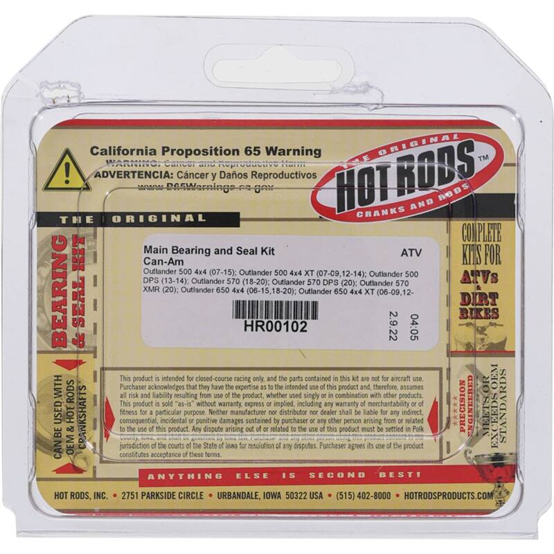 Hot Rods 06-08 Can-Am Outlander 800 4x4 800cc Main Bearing & Seal Kit Bearings Hot Rods