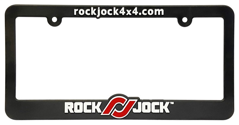 RockJock License Plate Frame Black Plastic w/ Red and White Stickers/Decals/Banners RockJock