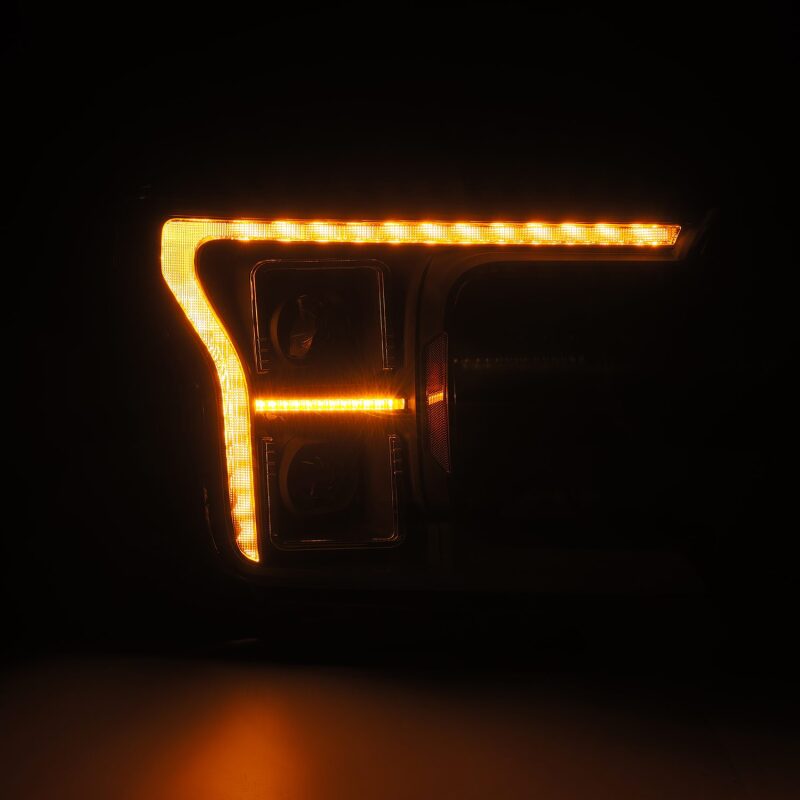 AlphaRex 18-20 Ford F-150 (Req. Conv F150 w/LED) LUXX LED Proj HL Alpha-Blk w/Actv Lt Seq Sig SB DRL Headlights AlphaRex