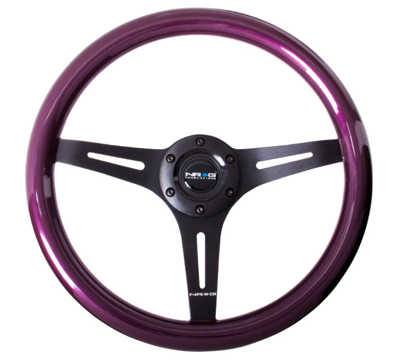 NRG Classic Wood Grain Steering Wheel (350mm) Purple Pearl/Flake Paint w/Black 3-Spoke Center Steering Wheels NRG