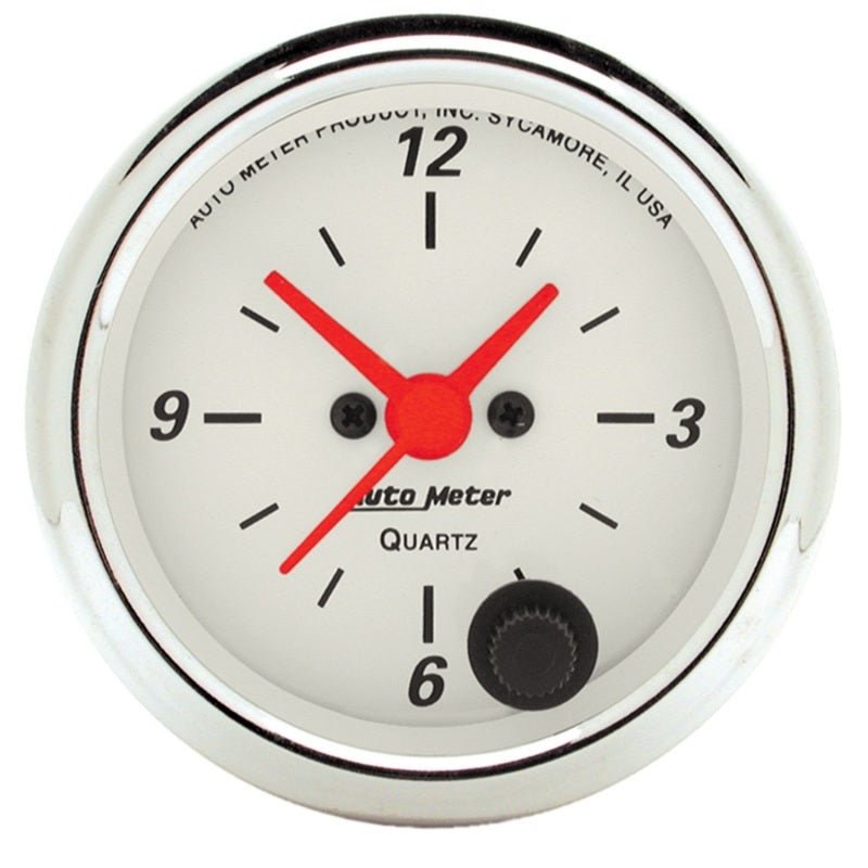 Autometer Arctic White 2-1/6in 12 Hour Analog Clock Gauge Gauges AutoMeter