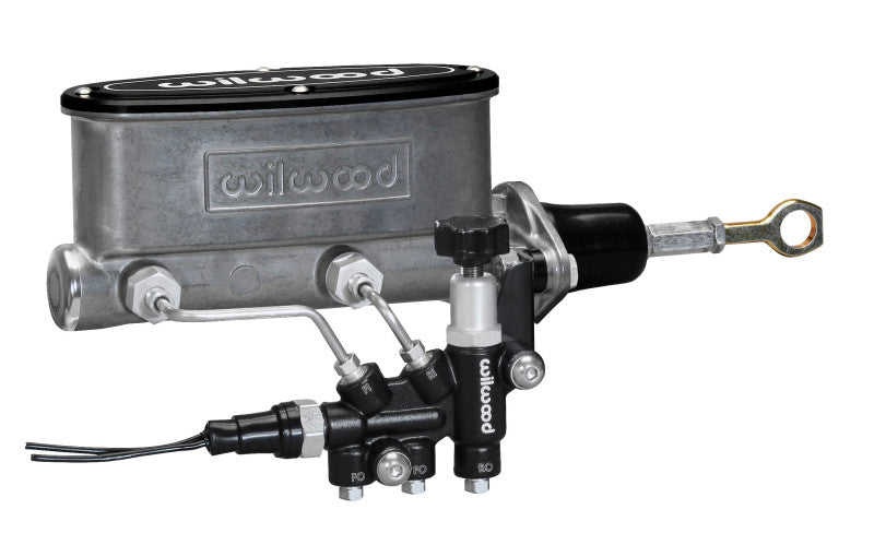 Wilwood HV Tandem M/C Kit w L/H Bracket & Prop Valve - 7/8in Bore-W/Pushrod - Early Mustang Brake Master Cylinder Wilwood