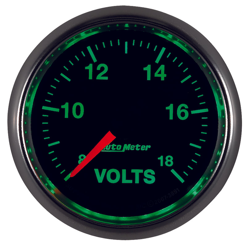 Autometer GS Series 2-1/16in Voltmeter 18V Electrical Gauge Full Sweep Gauges AutoMeter