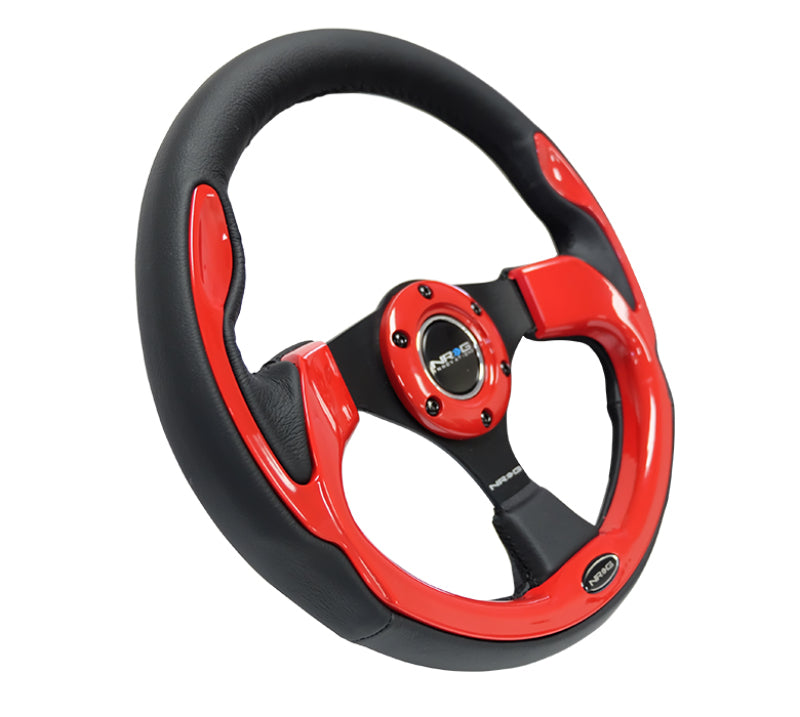 NRG Reinforced Steering Wheel (320mm) Blk w/Red Trim & 5mm 3-Spoke Steering Wheels NRG