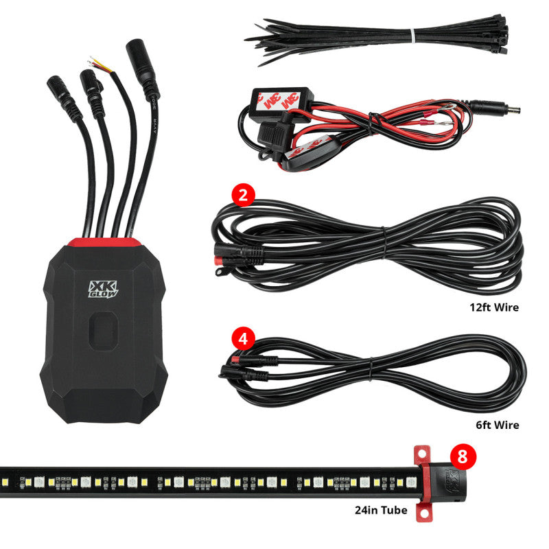 XK Glow RGBW Addressable LED Underglow Kits Standard XKalpha App Controlled Light Accessories and Wiring XKGLOW